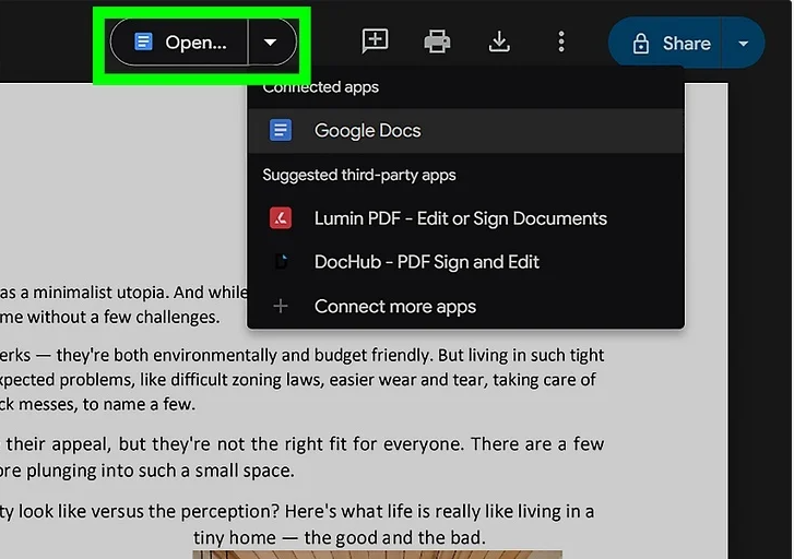 2. Open the PDF with Google Docs