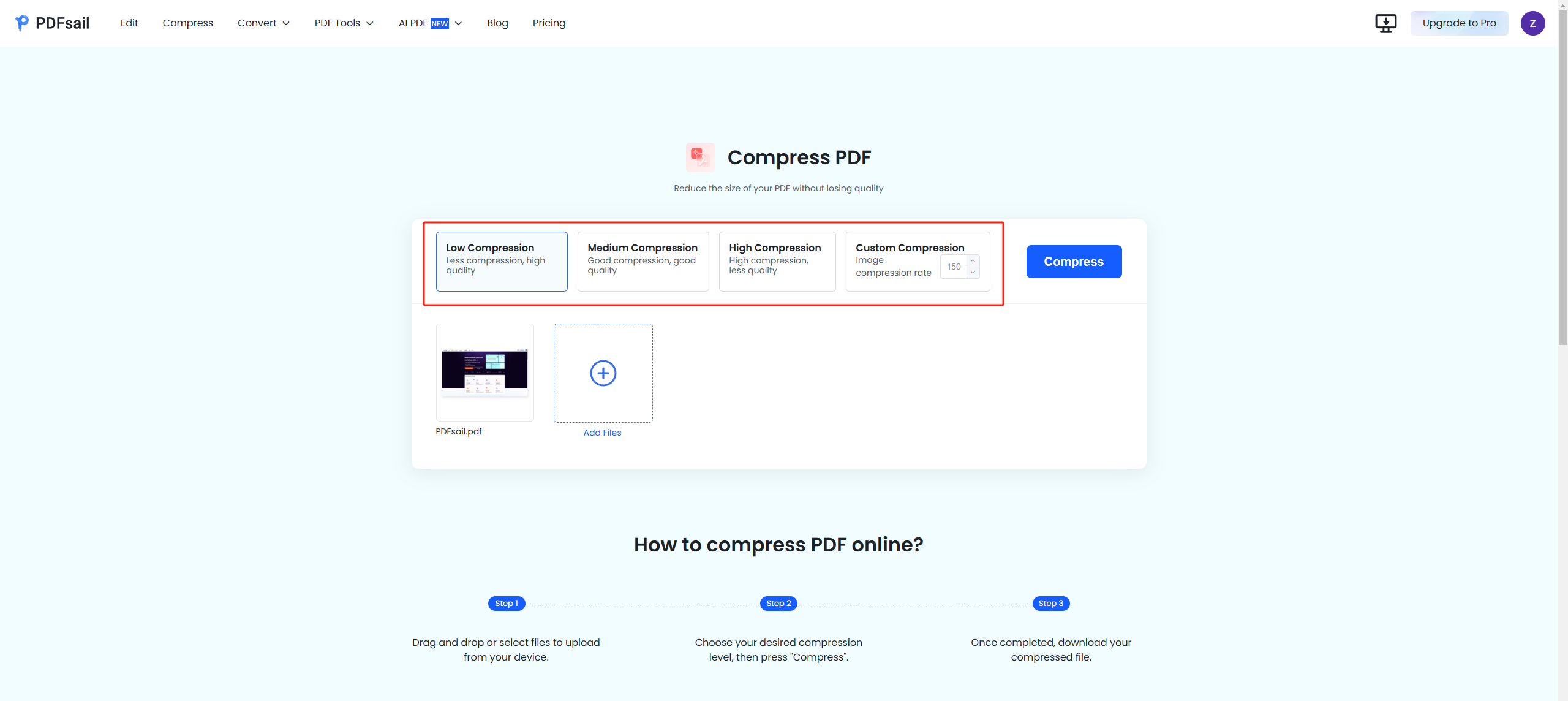 3. Choose Compression Settings