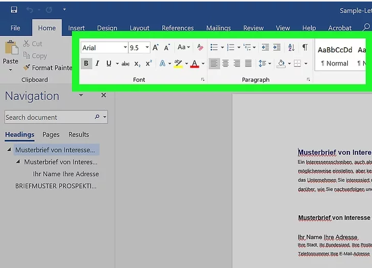 4. Edit the Word document: